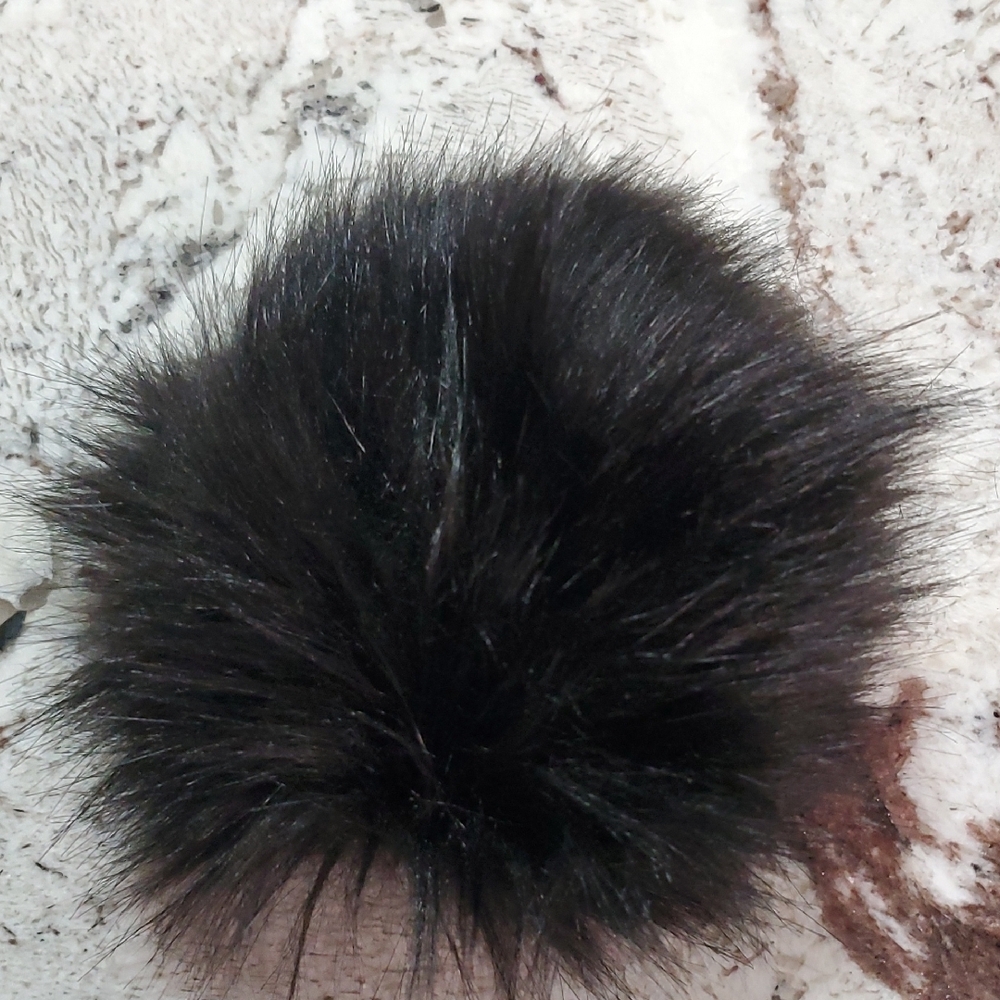 Black Genuine Fox Fur Pom Pom
